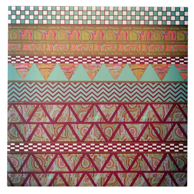 Azulejo Modelo tribal ambarino verde azulado oscuro de las (Frente)