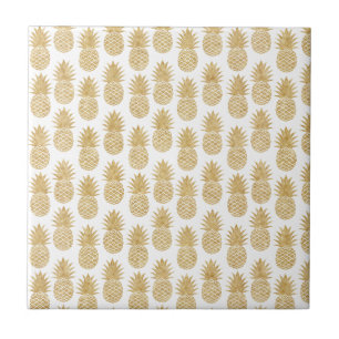 Azulejo Modelo tropical elegante de la piña del oro blanc