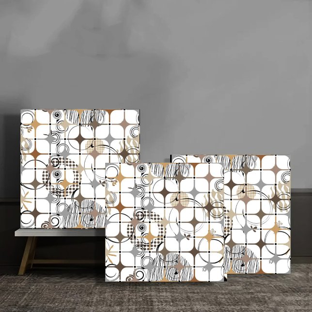 Azulejo Modern Abstract Circles and Stars in Gold and Bron (Subido por el creador)