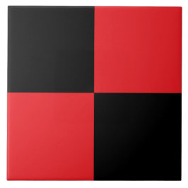 Azulejo Modern Black and Red Checkered Ceramic Tile