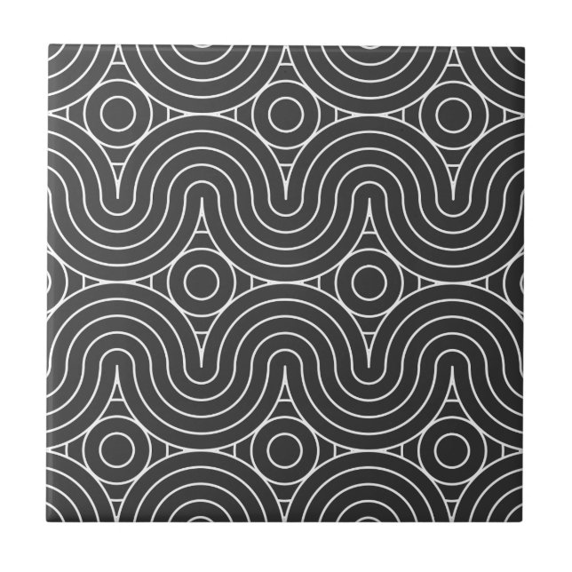 Azulejo Modern Black and White Abstract Pattern Design (Frente)
