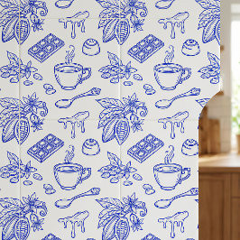 Azulejo Modern Blue Toile Cacao and Chocolate Pattern