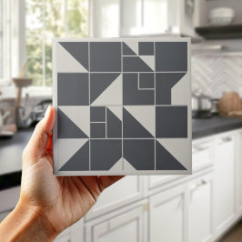 Azulejo Modern Geometric Abstract Pat#1 Black ID1192