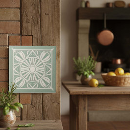 Azulejo Modern Geometric Abstract Pat#21 Green ID1192