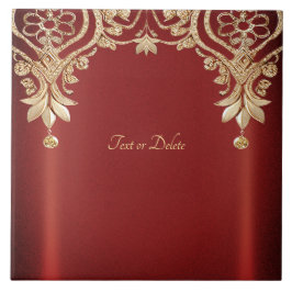 Azulejo Modern Gold Red Floral Ceramic Tile