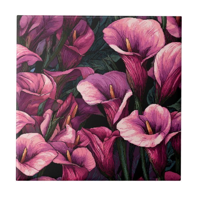 Azulejo Modern Japanese Calle Lilies  Tiles   (Frente)