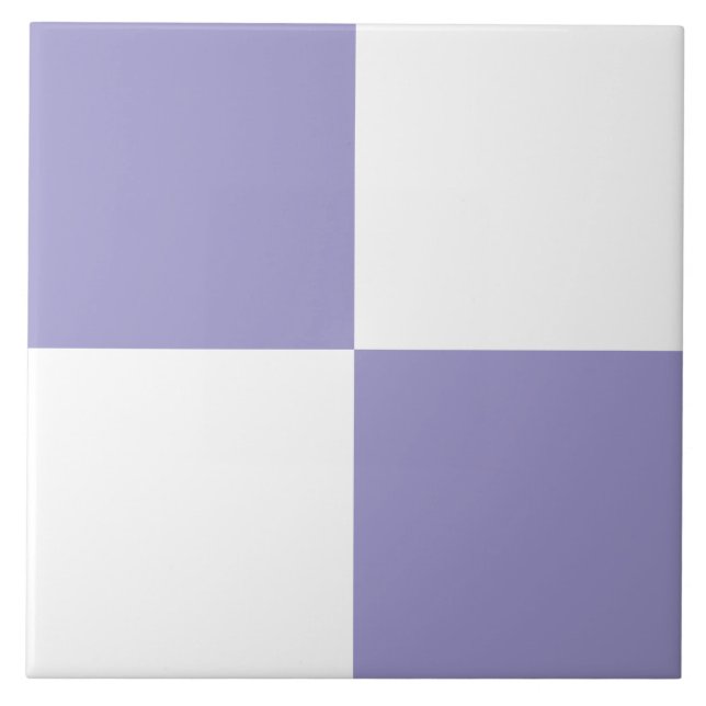 Azulejo Modern Lavender White Checkered Ceramic Tile (Frente)