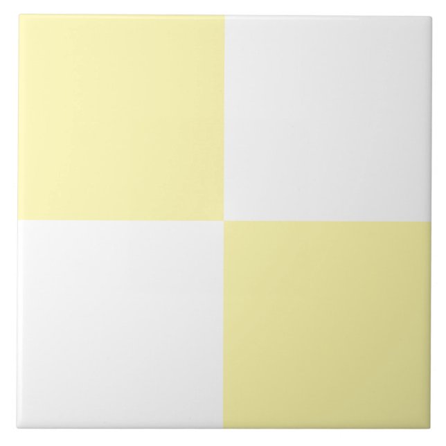 Azulejo Modern Pastel Yellow White Checkered Ceramic Tile (Frente)