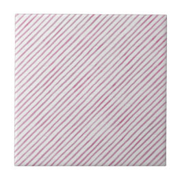 Azulejo Modern Pink And White Stripes Ceramic Tile