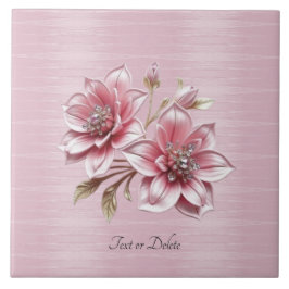 Azulejo Modern Pink Flowers Ceramic Tile