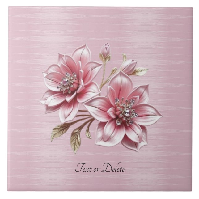 Azulejo Modern Pink Flowers Ceramic Tile (Frente)