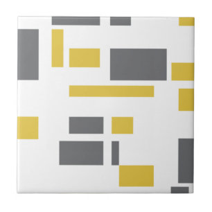 Azulejo Modern, simple, cool geometric yellow gray pattern