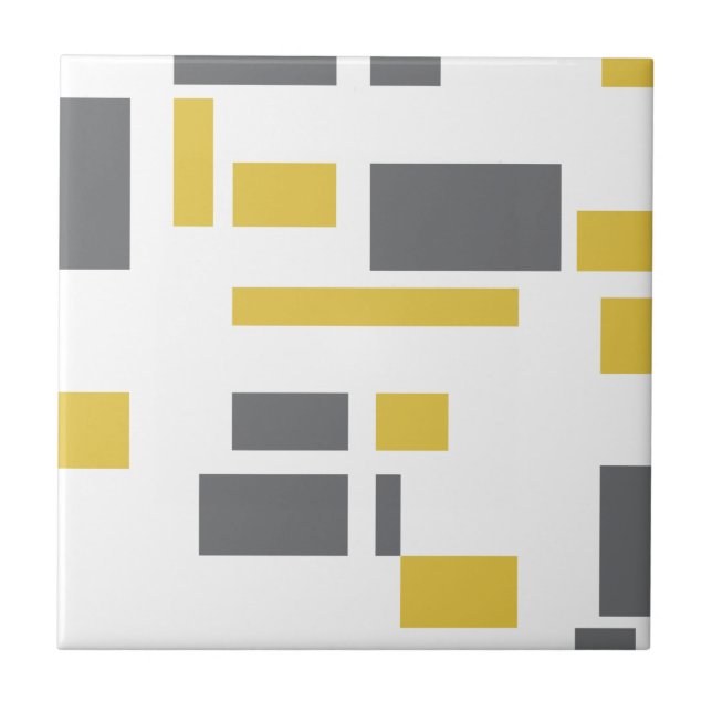 Azulejo Modern, simple, cool geometric yellow gray pattern (Frente)