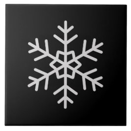 Azulejo Modern Snowflake Accent Solid Black Tile Art