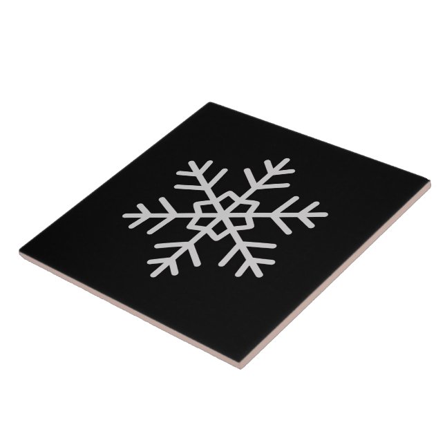 Azulejo Modern Snowflake Accent Solid Black Tile Art (Lado)