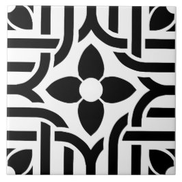 Azulejo Modern Stylish Black &White Abstract Floral
