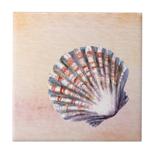 Azulejo Modern watercolor background Seashell Painting (Frente)