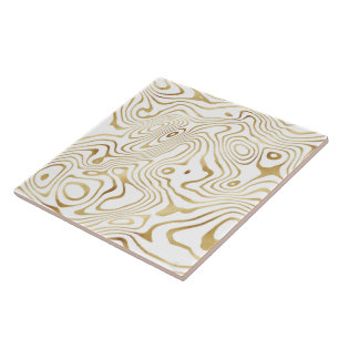 Azulejo Modern White Gold Marble Abstract