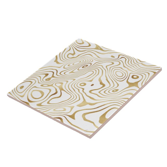 Azulejo Modern White Gold Marble Abstract (Lado)