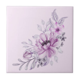 Azulejo Moderna acuarela violeta rosa floral elegante