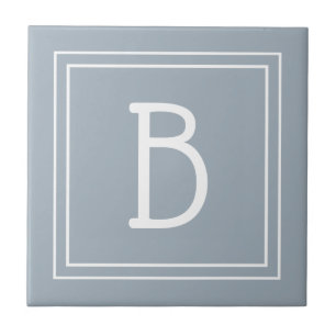 Azulejo Moderna casa de campo monogramada azul y blanco in