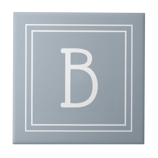 Azulejo Moderna casa de campo monogramada azul y blanco in (Frente)