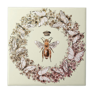 Azulejo Moderna corona de mariposa de la reina de la cosec