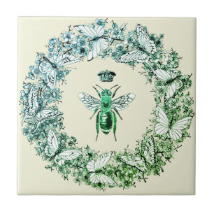 Azulejo Moderna corona de mariposa de la reina de la cosec