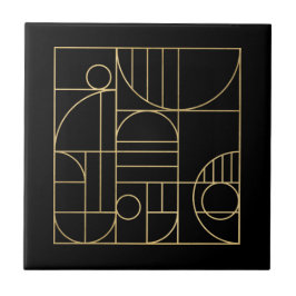 Azulejo Moderna geométrica Art Deco Faux Gold/Black