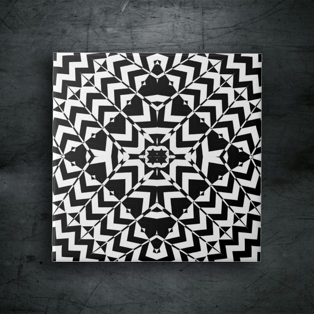 Azulejo Moderna geométrica Op Art Patrón blanco y negro (Subido por el creador)