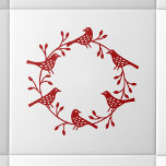 Azulejo Moderna guirnalda escandinava<br><div class="desc">Diseño de estilo de corte de cadera rosa y pájaro escandi. Rojo festivo sobre un fondo blanco, </div>