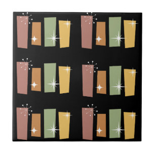 Azulejo Moderna mitad de siglo 50 l Starburst negro y colo