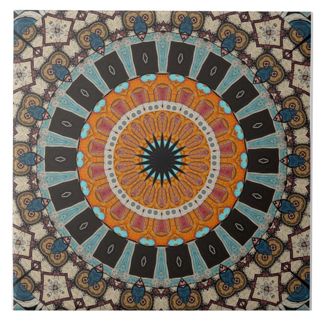 Azulejo Moderna tela cerámica Mandala (Frente)