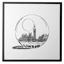 Azulejo Moderna y elegante Londres Lástima Blanco Negro