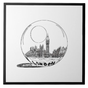 Azulejo Moderna y elegante Londres Lástima Blanco Negro