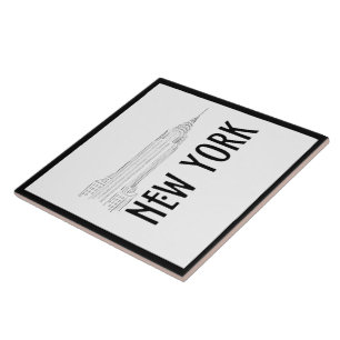 Azulejo Moderna y elegante Nueva York Lástima Blanco Negro