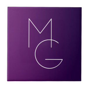 Azulejo Modernas 2 Iniciales Ombre Sutil Deep Purple