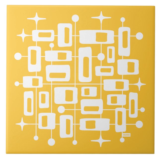 Azulejo Moderno Abstracto Atómico de Mitad de Siglo (Frente)