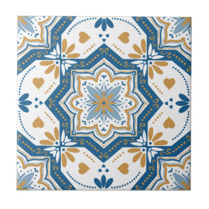 Azulejo moderno amarillo azul portugués