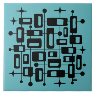 Azulejo Moderno Atómico Abstracto de Mediano Siglo
