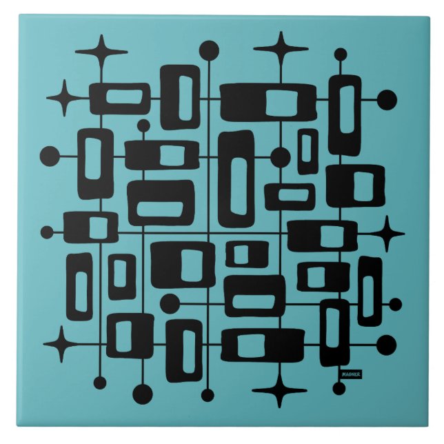 Azulejo Moderno Atómico Abstracto de Mediano Siglo (Frente)