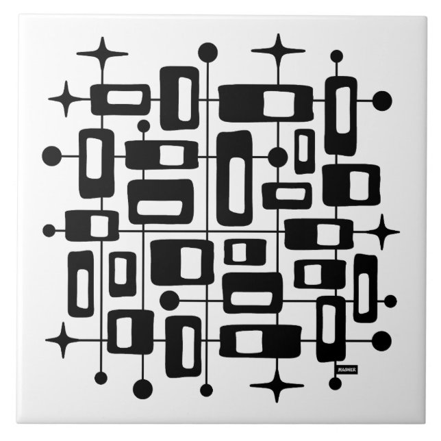 Azulejo Moderno Atómico Abstracto de Mediano Siglo (Frente)
