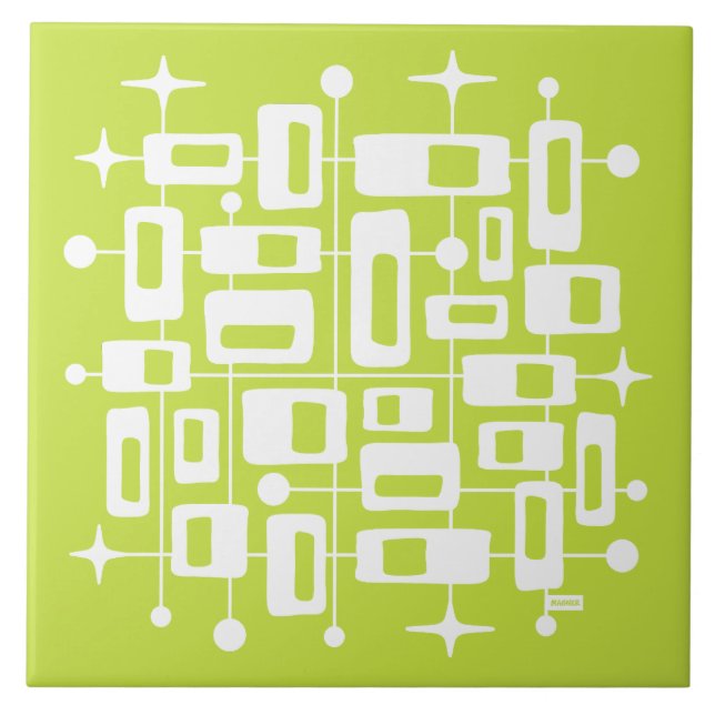 Azulejo Moderno Atómico Abstracto de Mitad de Siglo (Frente)