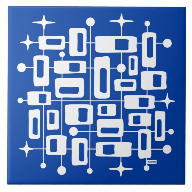Azulejo Moderno Atómico Abstracto de Mitad de Siglo (Frente)
