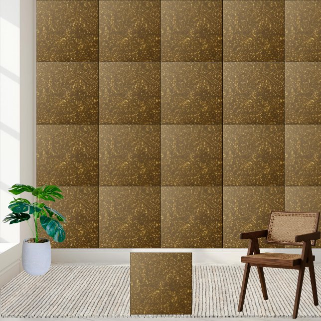 Azulejo Moderno audaz Purpurina de oro marrón en el cuarto (Modern Bold Brown Gold Glitter Bathroom Kitchen Ceramic Tile)