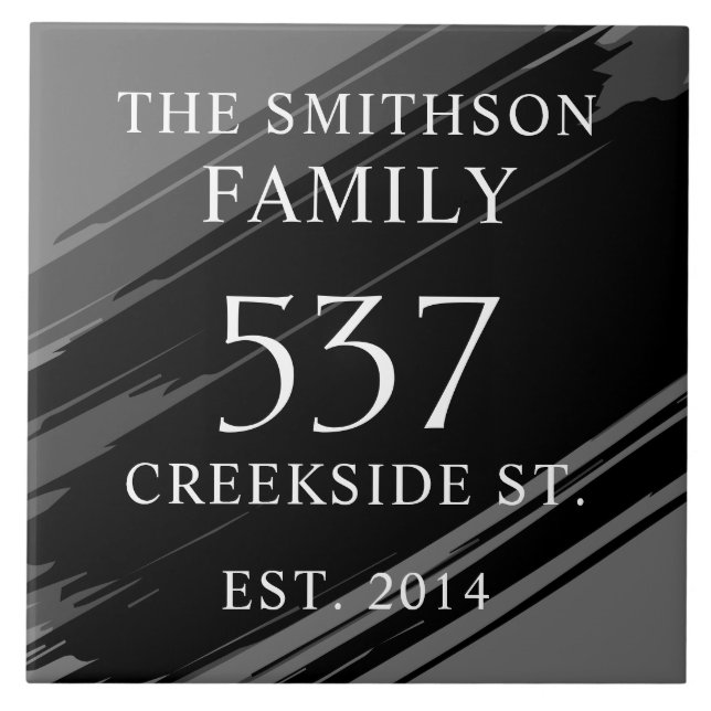 Azulejo Moderno Black Date Estableció La Placa De La Casa  (Frente)