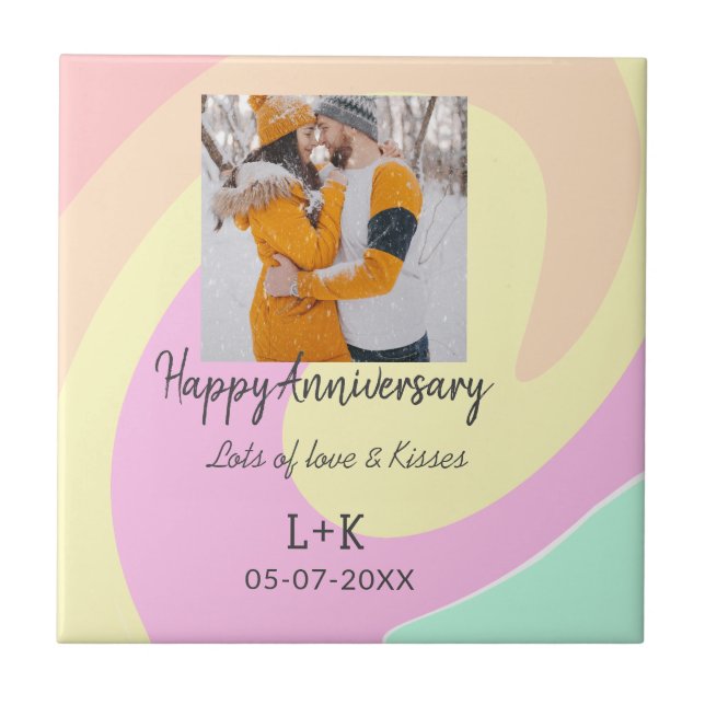 Azulejo Moderno boho feliz aniversario añadir nombre de fe (Frente)