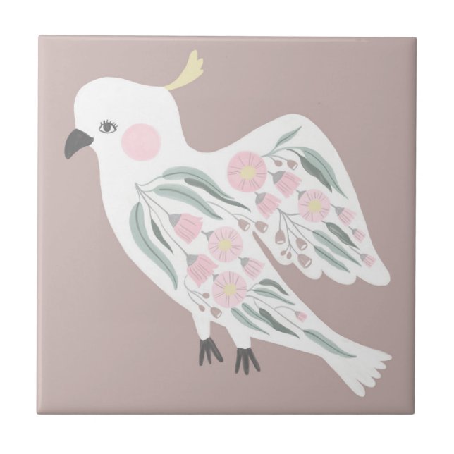 Azulejo Moderno Cockatoo Gum Rosa Brown deja pintura (Frente)