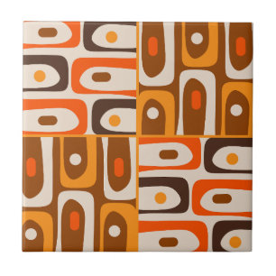 Azulejo Moderno de mediados de siglo Piquet 70s Naranja y