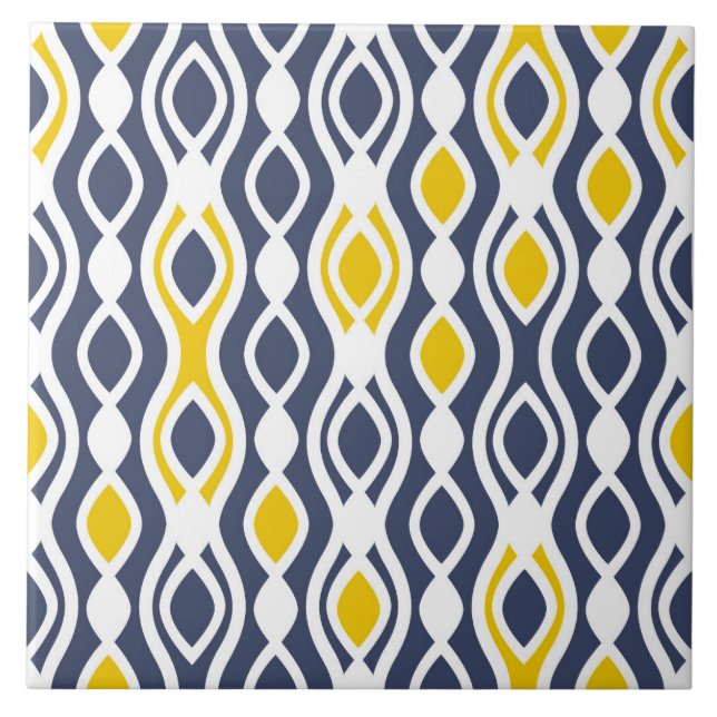 Azulejo Moderno, elegante, adorno, azul marino, amarillo b (Frente)